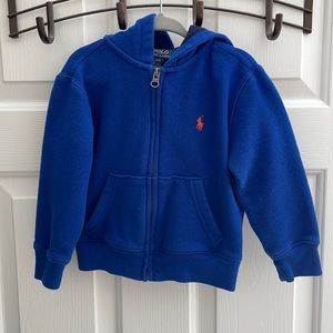 Polo Ralph Lauren blue hooded sweatshirt size 2T, like new!